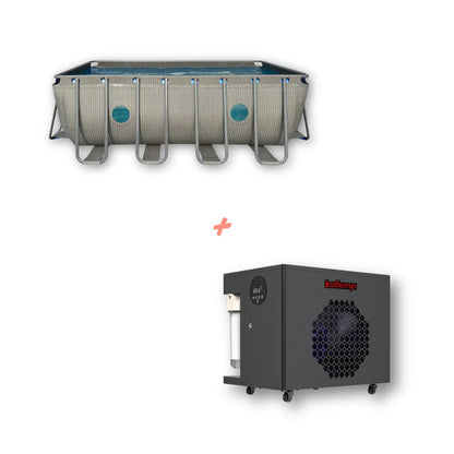 Piscina Temperada Estructural Rectangular 9 m3: Kit Completo con Bomba de Calor Plug & Pool