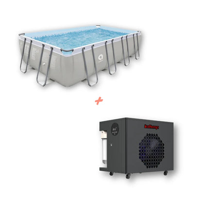 Piscina Temperada Estructural Rectangular 17 m3: Kit Completo con Bomba de Calor Plug & Pool
