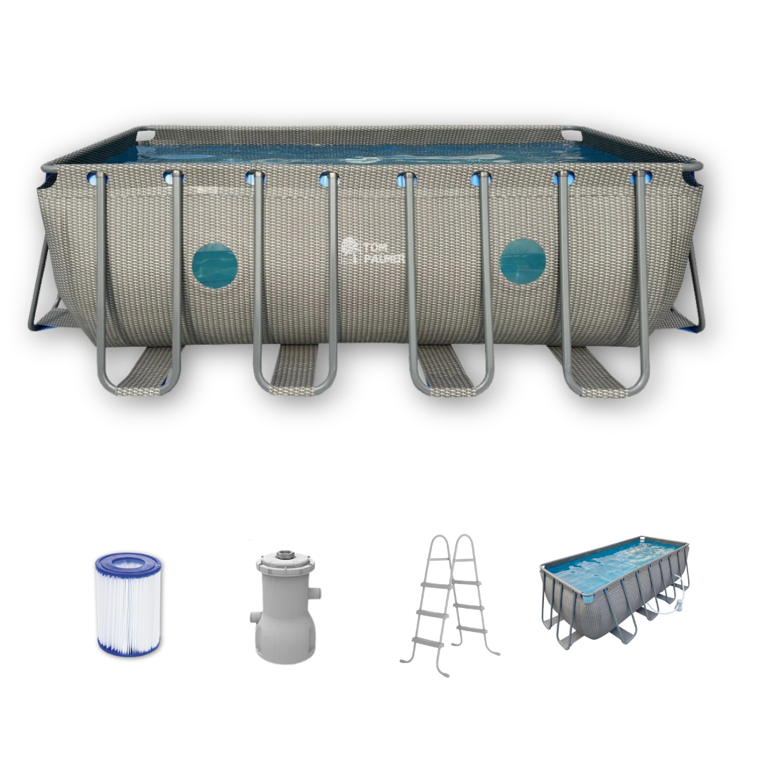 Piscina Estructural Rectangular Avenli con Ventana 9.000 Lts 4x2.07x1.22m Set con Bomba y Escalera