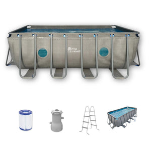 Piscina Estructural Rectangular Avenli con Ventana 9.000 Lts 4x2.07x1.22m Set con Bomba y Escalera