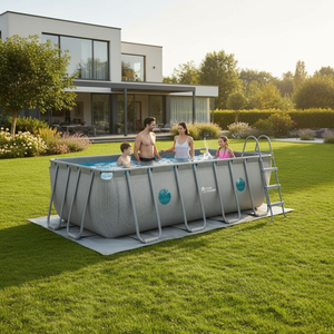 Piscina Estructural Rectangular Avenli con Ventana 9.000 Lts 4x2.07x1.22m Set con Bomba y Escalera